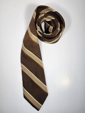 Vintage Brown striped tie Original by Serge Saint Yves 53"long/ 2.5" Wide